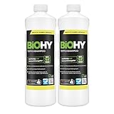 BiOHY Teppichshampoo (2 x 1 liter) | Teppichreiniger Konzentrat | ideal gegen hartnäckige Flecken | materialschonend & tierfreundlich | effektives Bio Mittel | kraftvoller Teppich Schaum