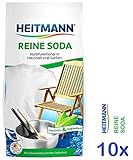 Heitmann Reine Soda Vielzweckreiniger für Haushalt, Küche, Bad und Garten: Zugabe zu Spül- und Putzmittel gegen unangenehme Gerüche, ideal bei Grünalgen an Steinplatten, Holzwänden, Zäunen, 10 x 500g